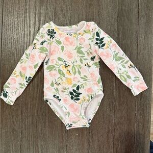 SweetHoney Pink and Green Floral Bodysuit
